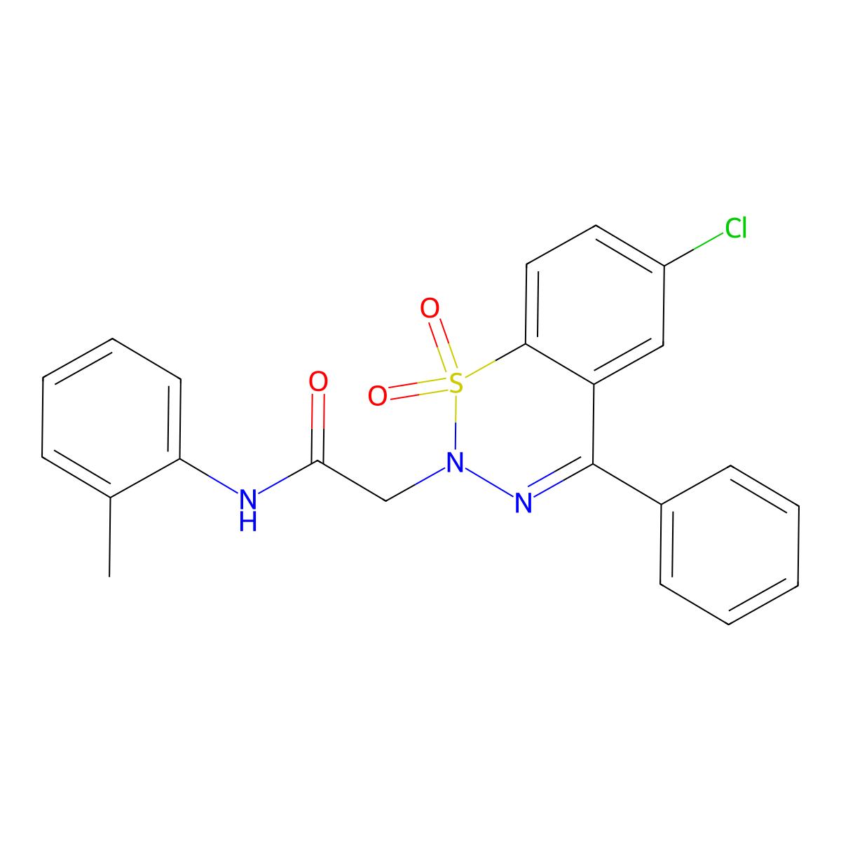 2-(6-chloro-1,1-dioxido-4-phenyl-2H-1,2,3-benzothiadiazin-2-yl)-N-(2-methylphenyl)acetamide molecular structure, CAS 1031619-00-7