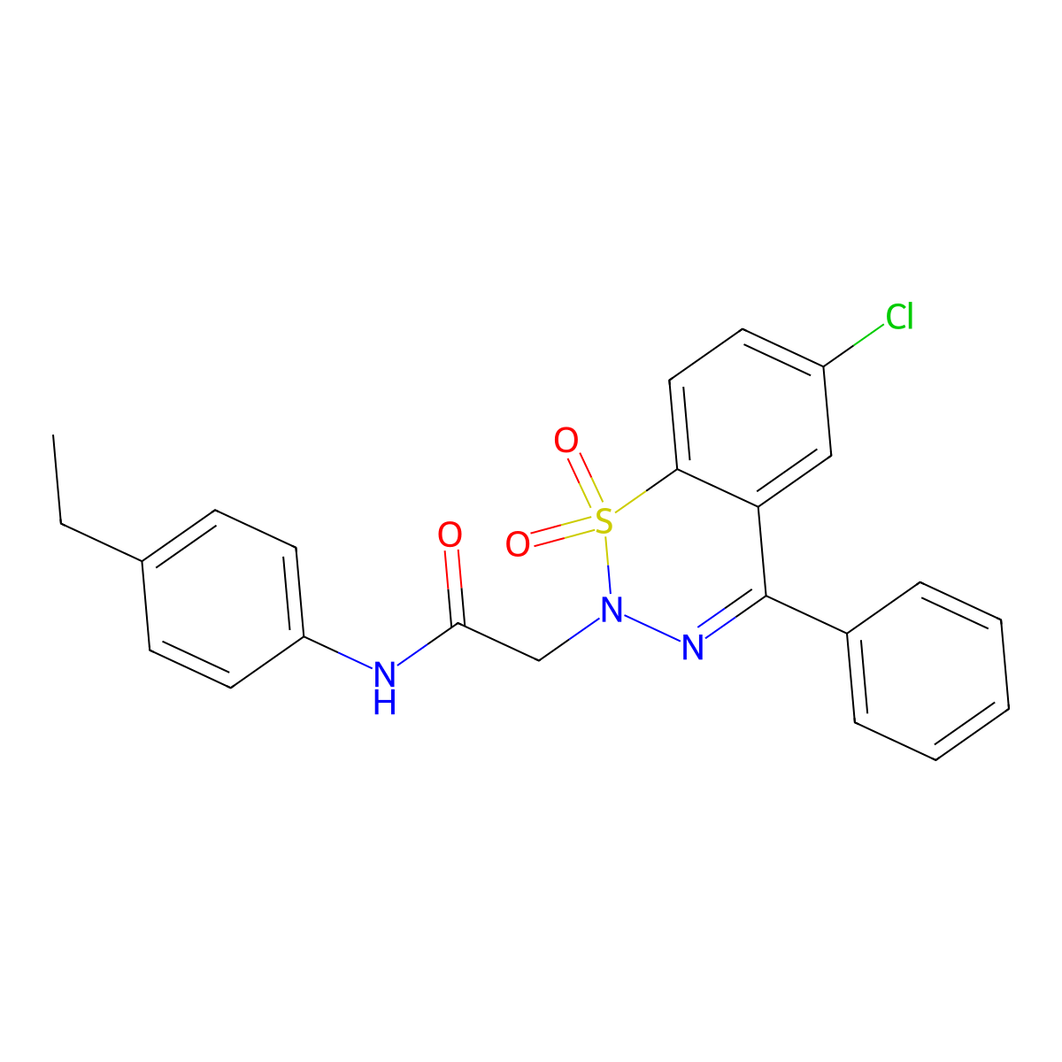 2-(6-chloro-1,1-dioxido-4-phenyl-2H-1,2,3-benzothiadiazin-2-yl)-N-(4-ethylphenyl)acetamide molecular structure, CAS 1031619-14-3