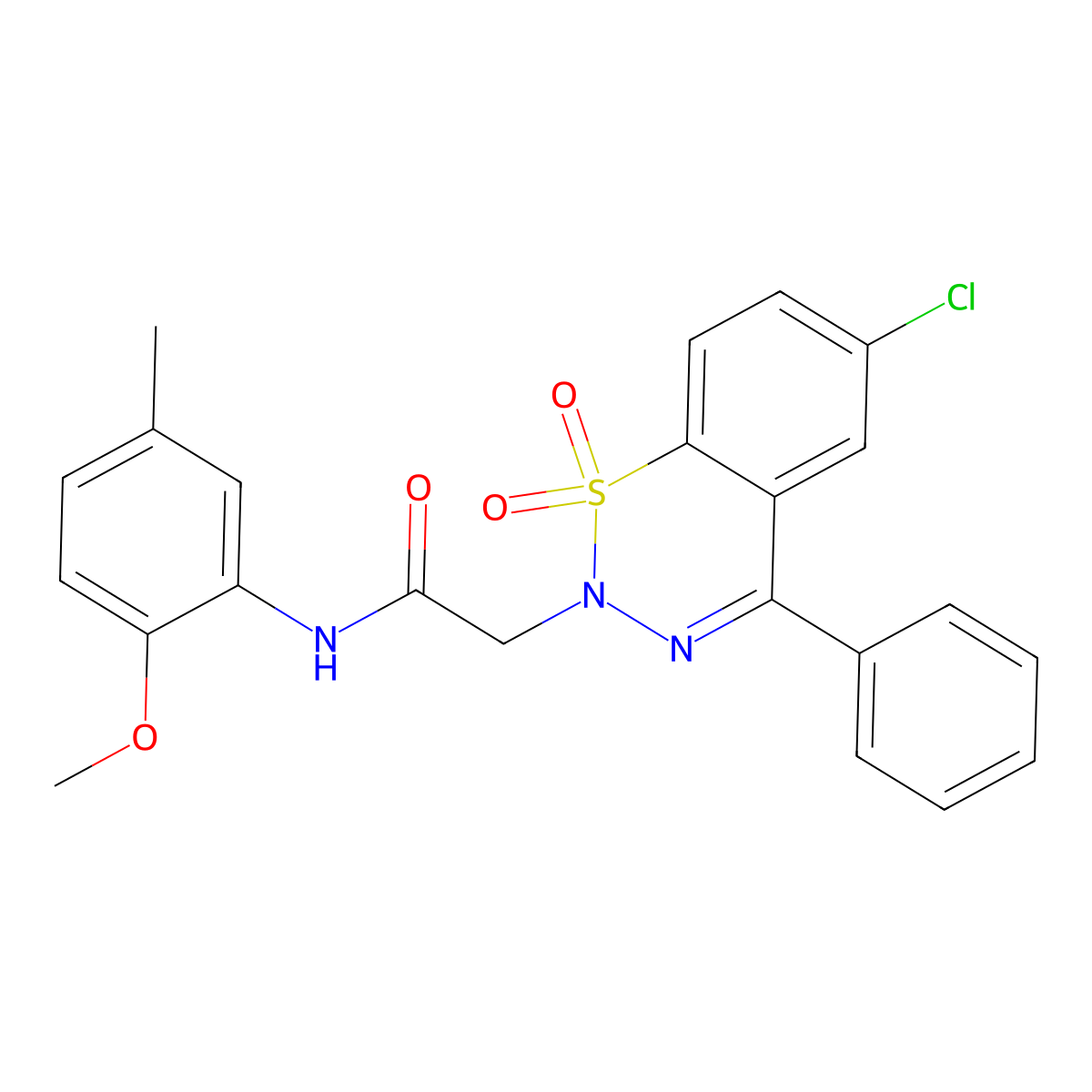 2-(6-chloro-1,1-dioxido-4-phenyl-2H-1,2,3-benzothiadiazin-2-yl)-N-(2-methoxy-5-methylphenyl)acetamide molecular structure, CAS 1031619-16-5