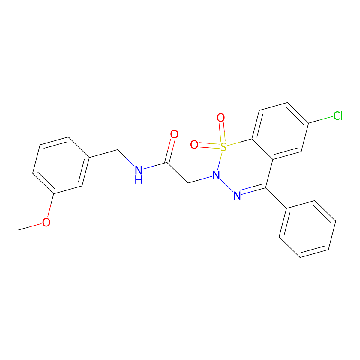 2-(6-chloro-1,1-dioxido-4-phenyl-2H-1,2,3-benzothiadiazin-2-yl)-N-(3-methoxybenzyl)acetamide molecular structure, CAS 1031619-22-3