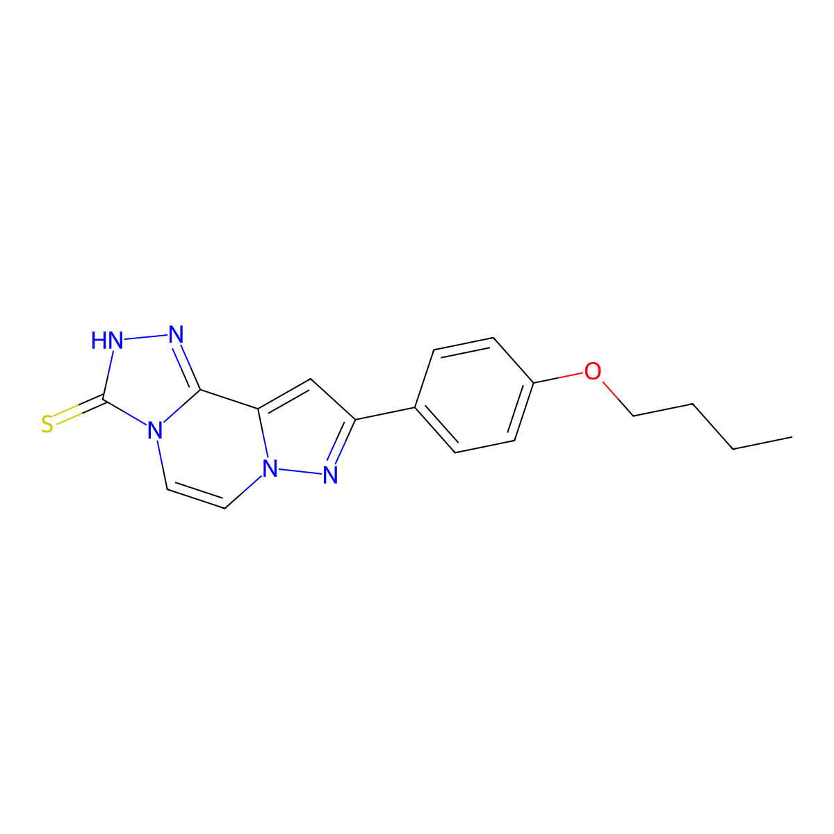 9-(4-butoxyphenyl)pyrazolo[1,5-a][1,2,4]triazolo[3,4-c]pyrazine-3(2H)-thione molecular structure, CAS 1031619-27-8
