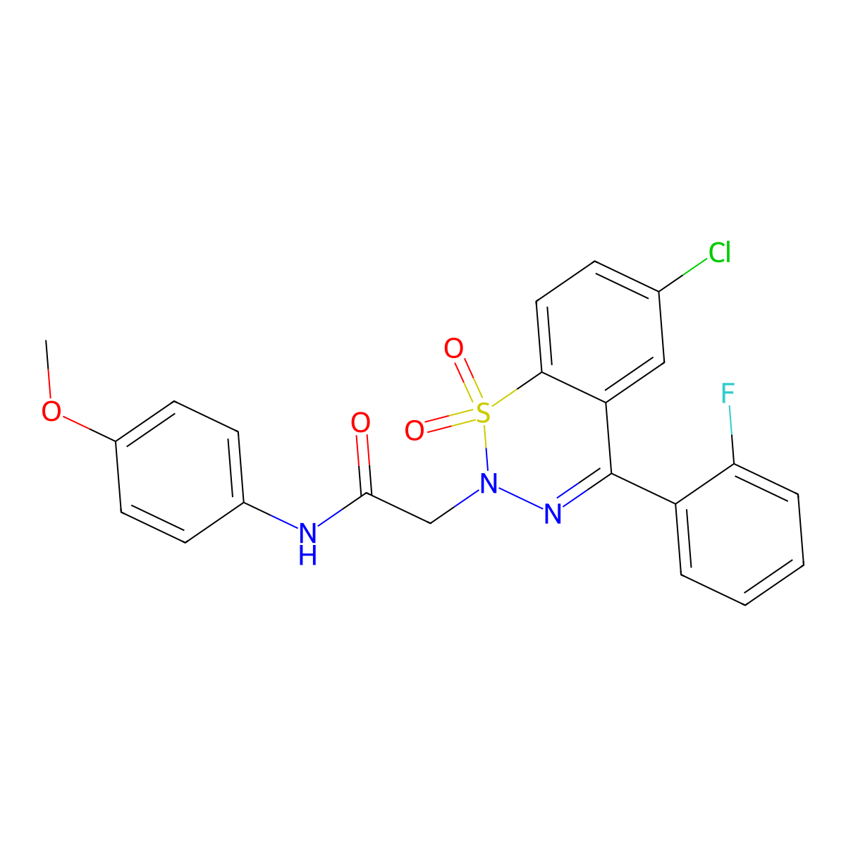 2-(6-chloro-4-(2-fluorophenyl)-1,1-dioxido-2H-benzo[e][1,2,3]thiadiazin-2-yl)-N-(4-methoxyphenyl)acetamide molecular structure, CAS 1031619-34-7