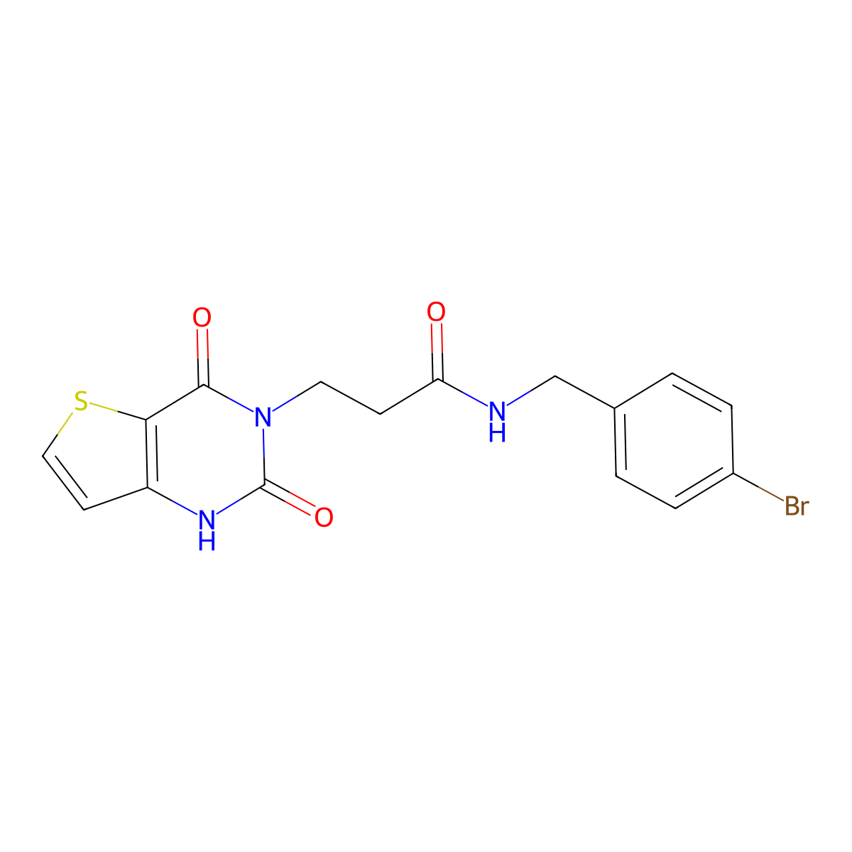 N-(4-bromobenzyl)-3-(2,4-dioxo-1,2-dihydrothieno[3,2-d]pyrimidin-3(4H)-yl)propanamide molecular structure, CAS 1031619-36-9