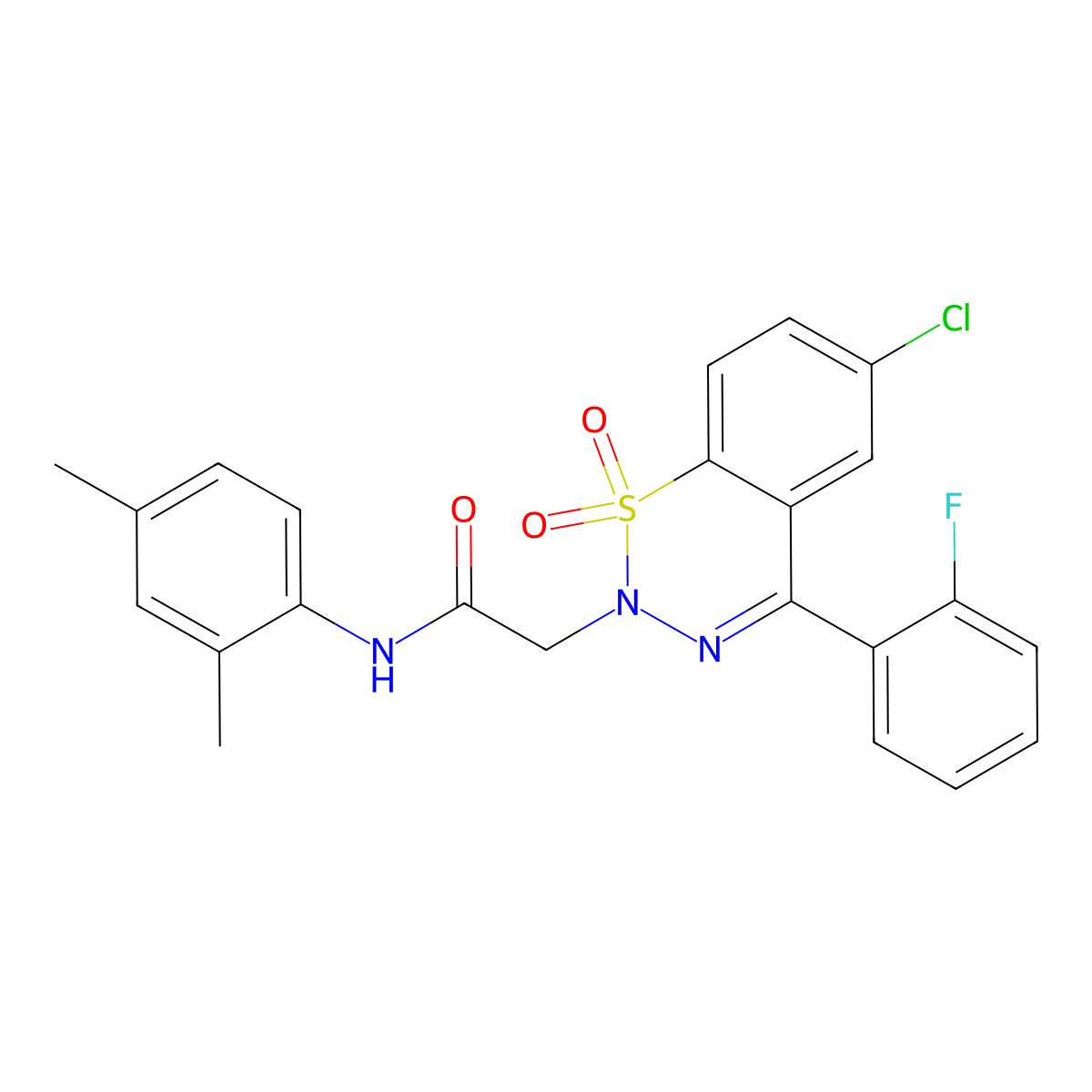 2-[6-chloro-4-(2-fluorophenyl)-1,1-dioxido-2H-1,2,3-benzothiadiazin-2-yl]-N-(2,4-dimethylphenyl)acetamide molecular structure, CAS 1031619-40-5