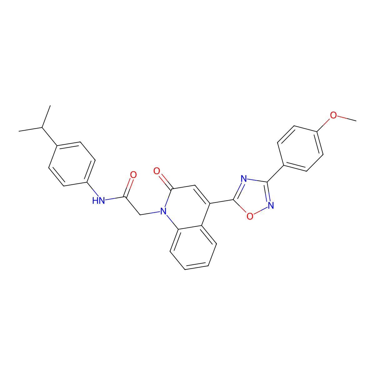 N-(4-isopropylphenyl)-2-(4-(3-(4-methoxyphenyl)-1,2,4-oxadiazol-5-yl)-2-oxoquinolin-1(2H)-yl)acetamide molecular structure, CAS 1031619-76-7