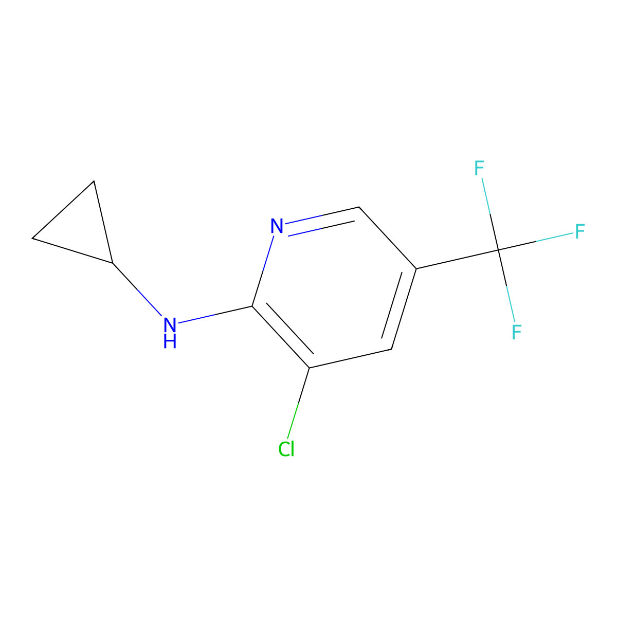 3-chloro-N-cyclopropyl-5-(trifluoromethyl)pyridin-2-amine molecular structure, CAS 1031619-96-1