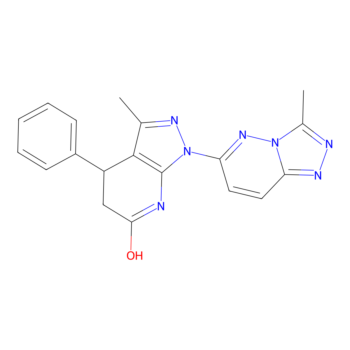 3-methyl-1-(3-methyl-[1,2,4]triazolo[4,3-b]pyridazin-6-yl)-4-phenyl-4,5-dihydro-1H-pyrazolo[3,4-b]pyridin-6(7H)-one molecular structure, CAS 1031622-49-7