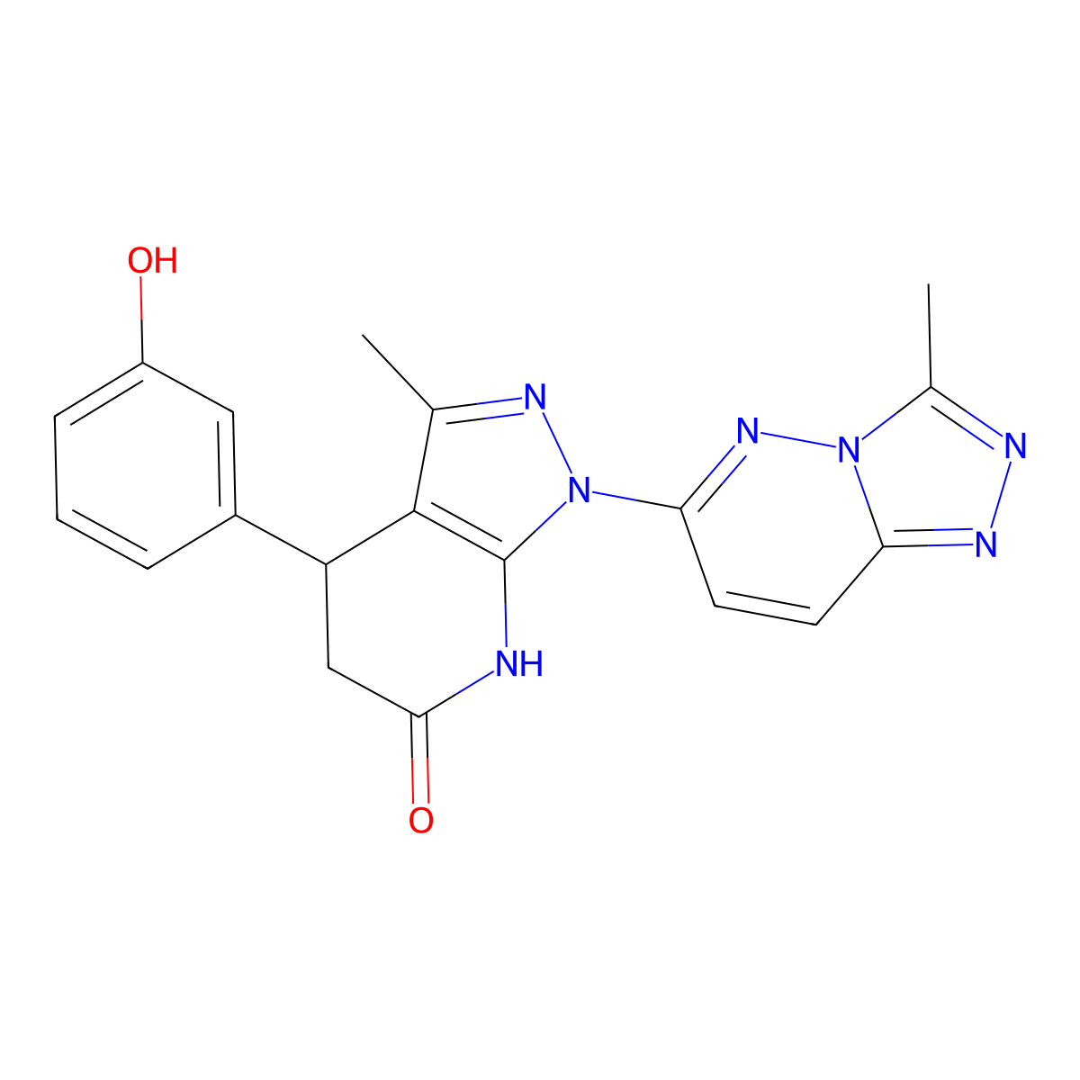 4-(3-hydroxyphenyl)-3-methyl-1-(3-methyl-[1,2,4]triazolo[4,3-b]pyridazin-6-yl)-4,5-dihydro-1H-pyrazolo[3,4-b]pyridin-6(7H)-one molecular structure, CAS 1031622-91-9