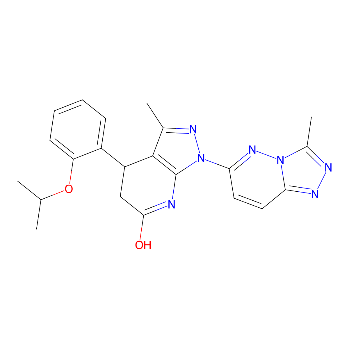 4-(2-isopropoxyphenyl)-3-methyl-1-(3-methyl-[1,2,4]triazolo[4,3-b]pyridazin-6-yl)-4,5-dihydro-1H-pyrazolo[3,4-b]pyridin-6(7H)-one molecular structure, CAS 1031622-97-5