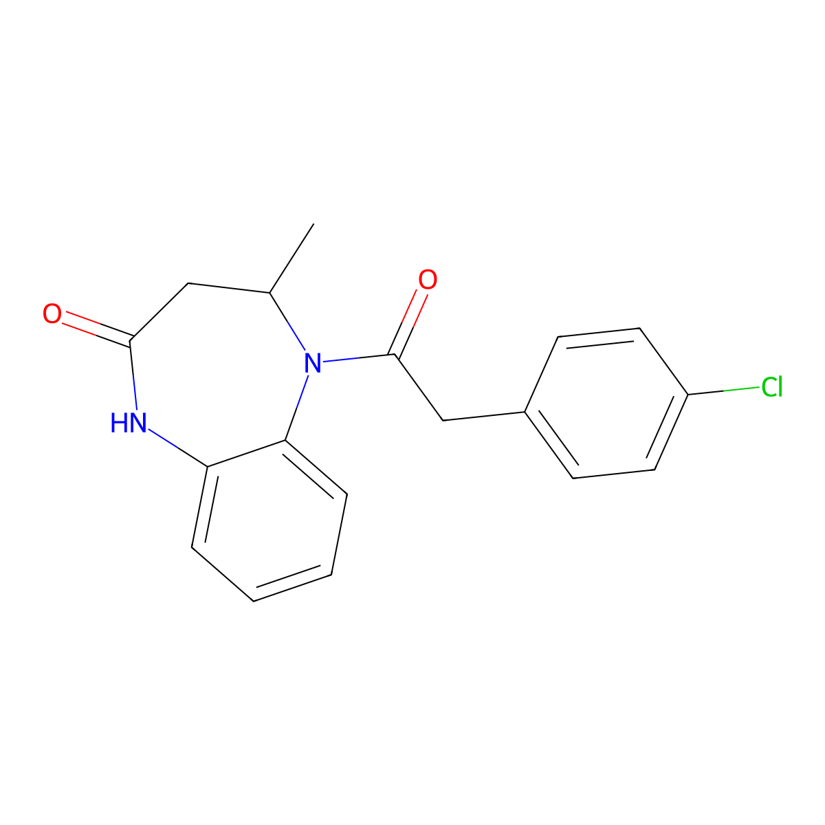5-[(4-chlorophenyl)acetyl]-4-methyl-1,3,4,5-tetrahydro-2H-1,5-benzodiazepin-2-one molecular structure, CAS 1031624-65-3