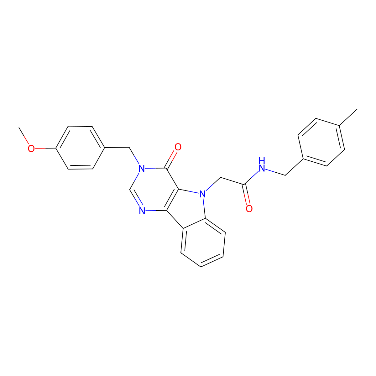 2-(3-(4-methoxybenzyl)-4-oxo-3H-pyrimido[5,4-b]indol-5(4H)-yl)-N-(4-methylbenzyl)acetamide molecular structure, CAS 1031624-84-6
