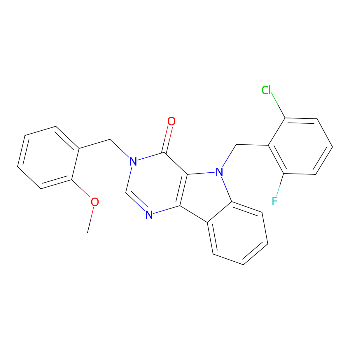 5-(2-chloro-6-fluorobenzyl)-3-(2-methoxybenzyl)-3H-pyrimido[5,4-b]indol-4(5H)-one molecular structure, CAS 1031624-94-8
