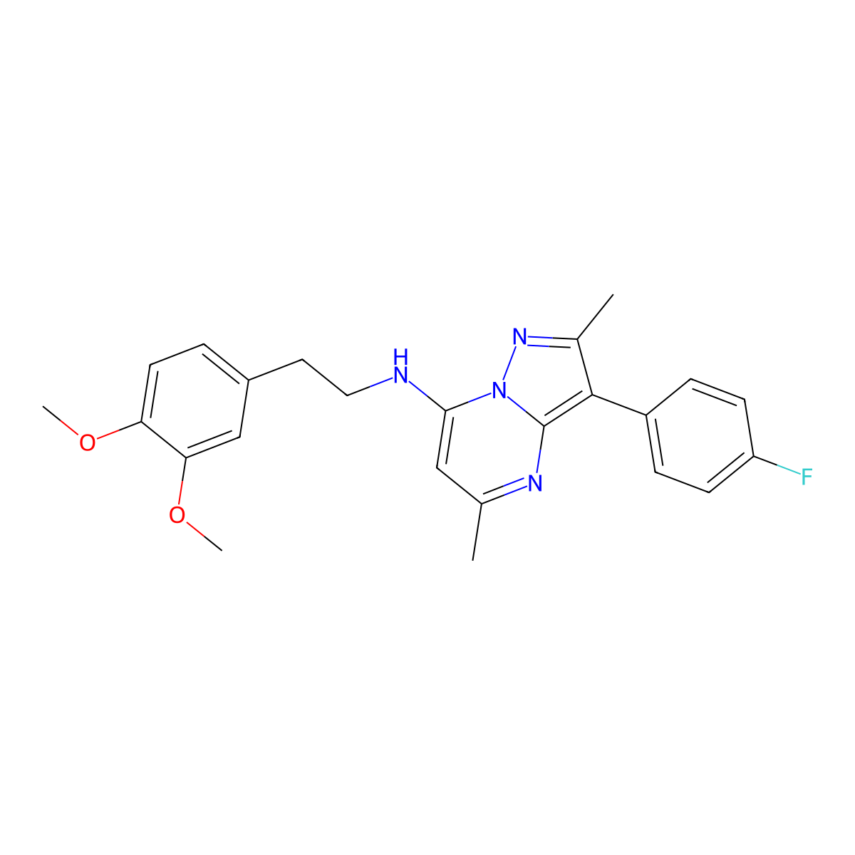 N-[2-(3,4-dimethoxyphenyl)ethyl]-3-(4-fluorophenyl)-2,5-dimethylpyrazolo[1,5-a]pyrimidin-7-amine molecular structure, CAS 1031626-85-3