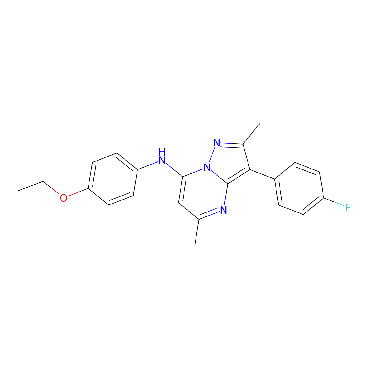 N-(4-ethoxyphenyl)-3-(4-fluorophenyl)-2,5-dimethylpyrazolo[1,5-a]pyrimidin-7-amine molecular structure, CAS 1031626-88-6