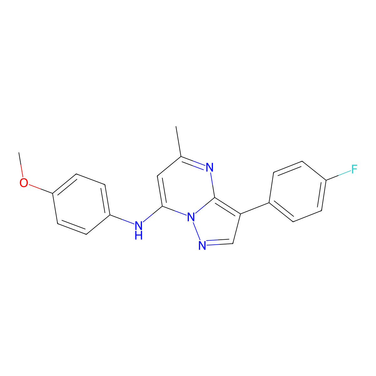 3-(4-fluorophenyl)-N-(4-methoxyphenyl)-5-methylpyrazolo[1,5-a]pyrimidin-7-amine molecular structure, CAS 1031627-15-2