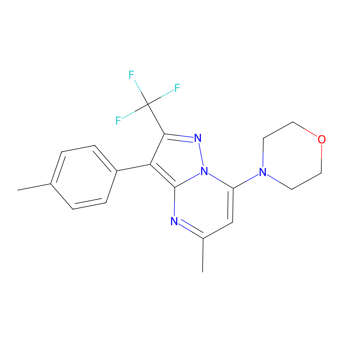 4-[5-Methyl-3-(4-methylphenyl)-2-(trifluoromethyl)pyrazolo[1,5-a]pyrimidin-7-yl]morpholine molecular structure, CAS 1031627-87-8