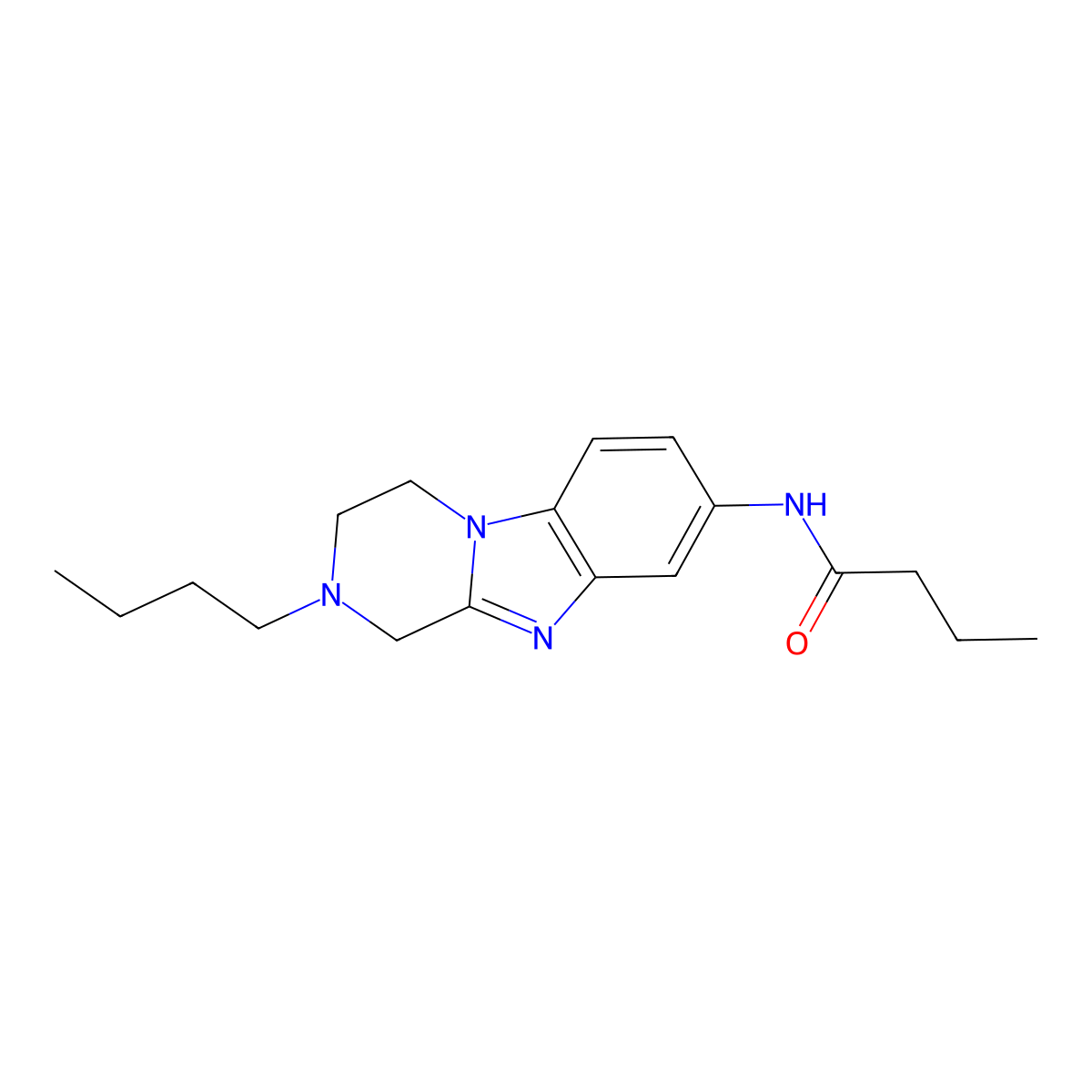 N-(2-butyl-1,2,3,4-tetrahydropyrazino[1,2-a]benzimidazol-8-yl)butanamide molecular structure, CAS 1031628-35-9
