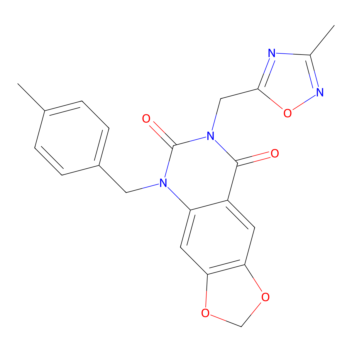 5-(4-methylbenzyl)-7-[(3-methyl-1,2,4-oxadiazol-5-yl)methyl][1,3]dioxolo[4,5-g]quinazoline-6,8(5H,7H)-dione molecular structure, CAS 1031633-89-2