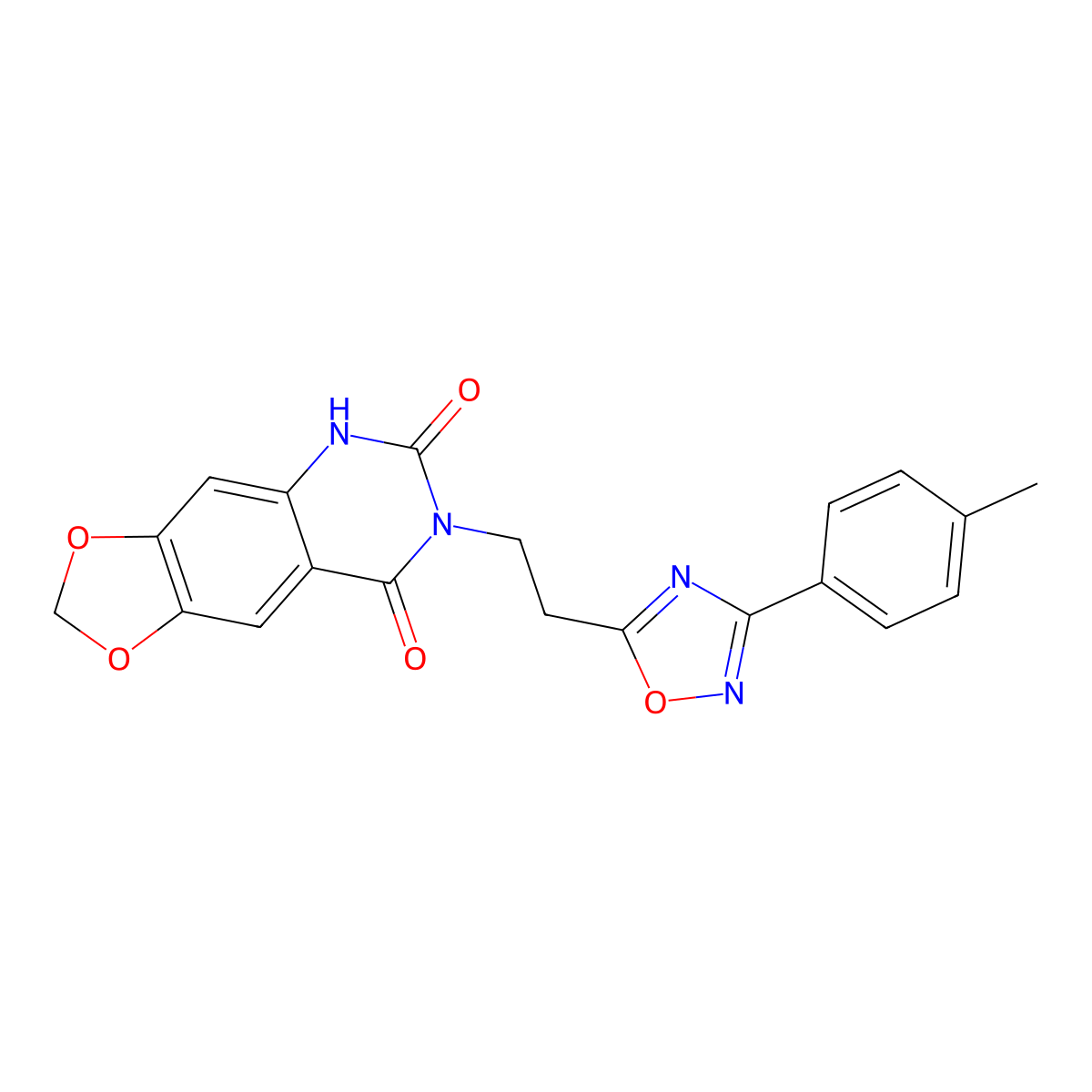 7-{2-[3-(4-methylphenyl)-1,2,4-oxadiazol-5-yl]ethyl}-2H,5H,6H,7H,8H-[1,3]dioxolo[4,5-g]quinazoline-6,8-dione molecular structure, CAS 1031634-13-5