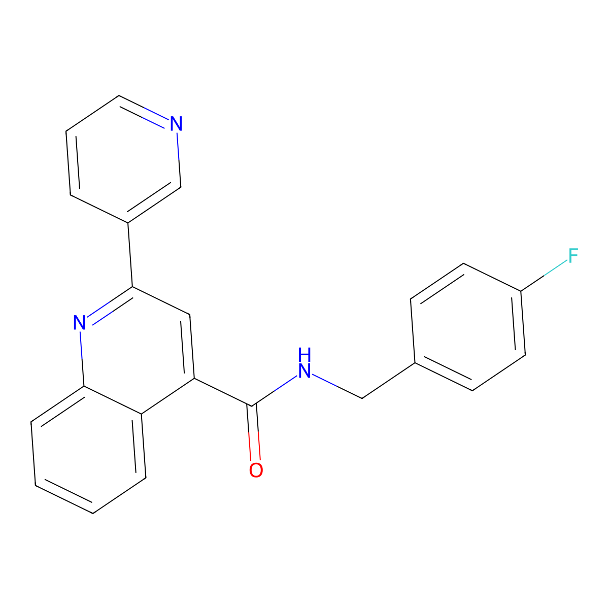 N-(4-fluorobenzyl)-2-(pyridin-3-yl)quinoline-4-carboxamide molecular structure, CAS 1031642-00-8