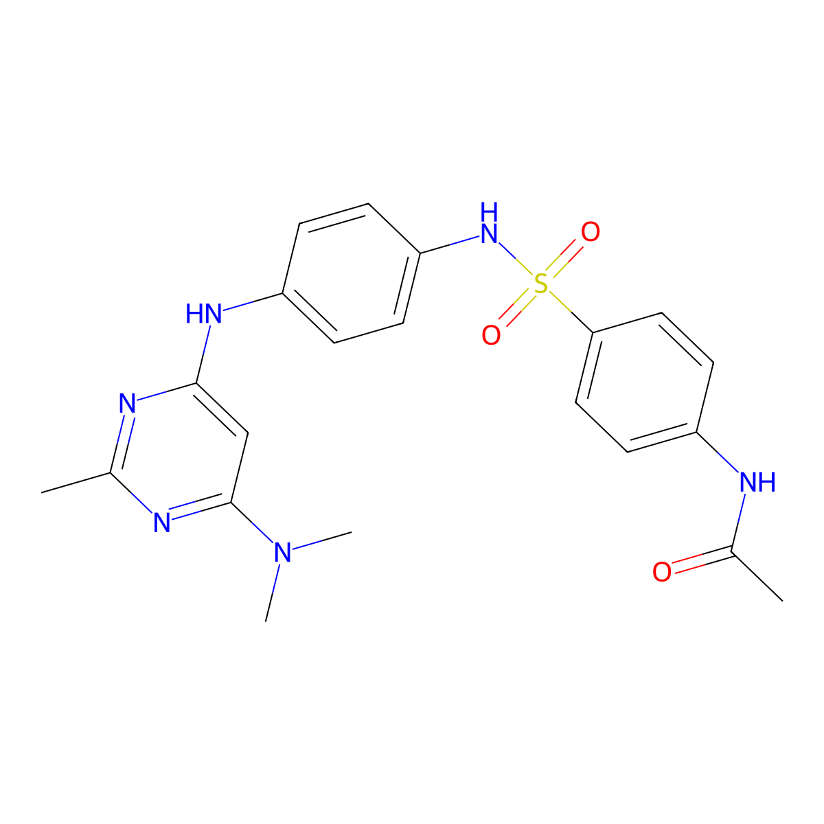 N-(4-(N-(4-((6-(Dimethylamino)-2-methylpyrimidin-4-YL)amino)phenyl)sulfamoyl)phenyl)acetamide molecular structure, CAS 1031644-43-5