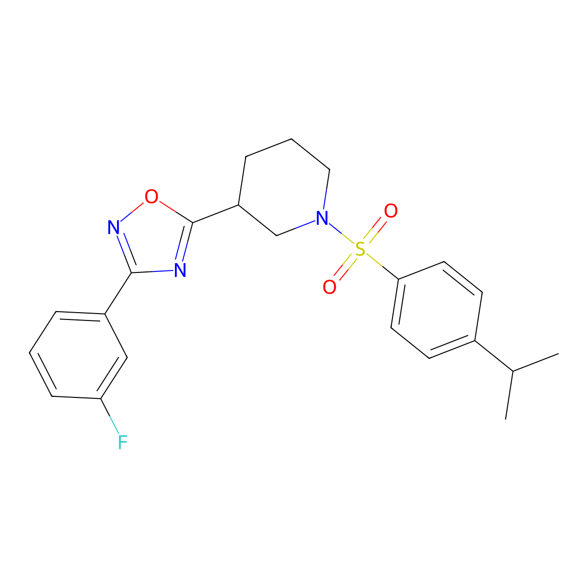 3-(3-Fluorophenyl)-5-(1-((4-isopropylphenyl)sulfonyl)piperidin-3-yl)-1,2,4-oxadiazole molecular structure, CAS 1031645-28-9