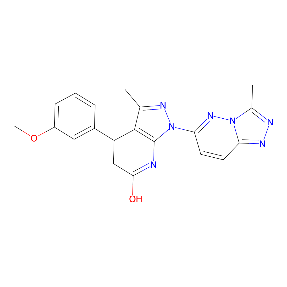 4-(3-methoxyphenyl)-3-methyl-1-(3-methyl-[1,2,4]triazolo[4,3-b]pyridazin-6-yl)-4,5-dihydro-1H-pyrazolo[3,4-b]pyridin-6(7H)-one molecular structure, CAS 1031646-62-4