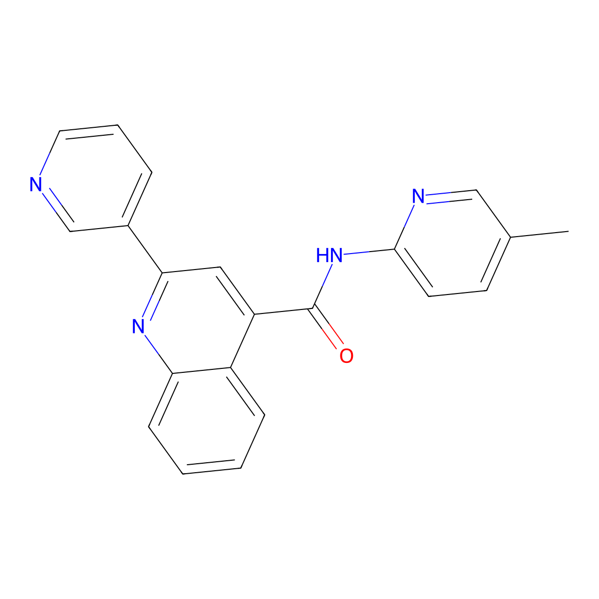 N-(5-methylpyridin-2-yl)-2-(pyridin-3-yl)quinoline-4-carboxamide molecular structure, CAS 1031648-90-4