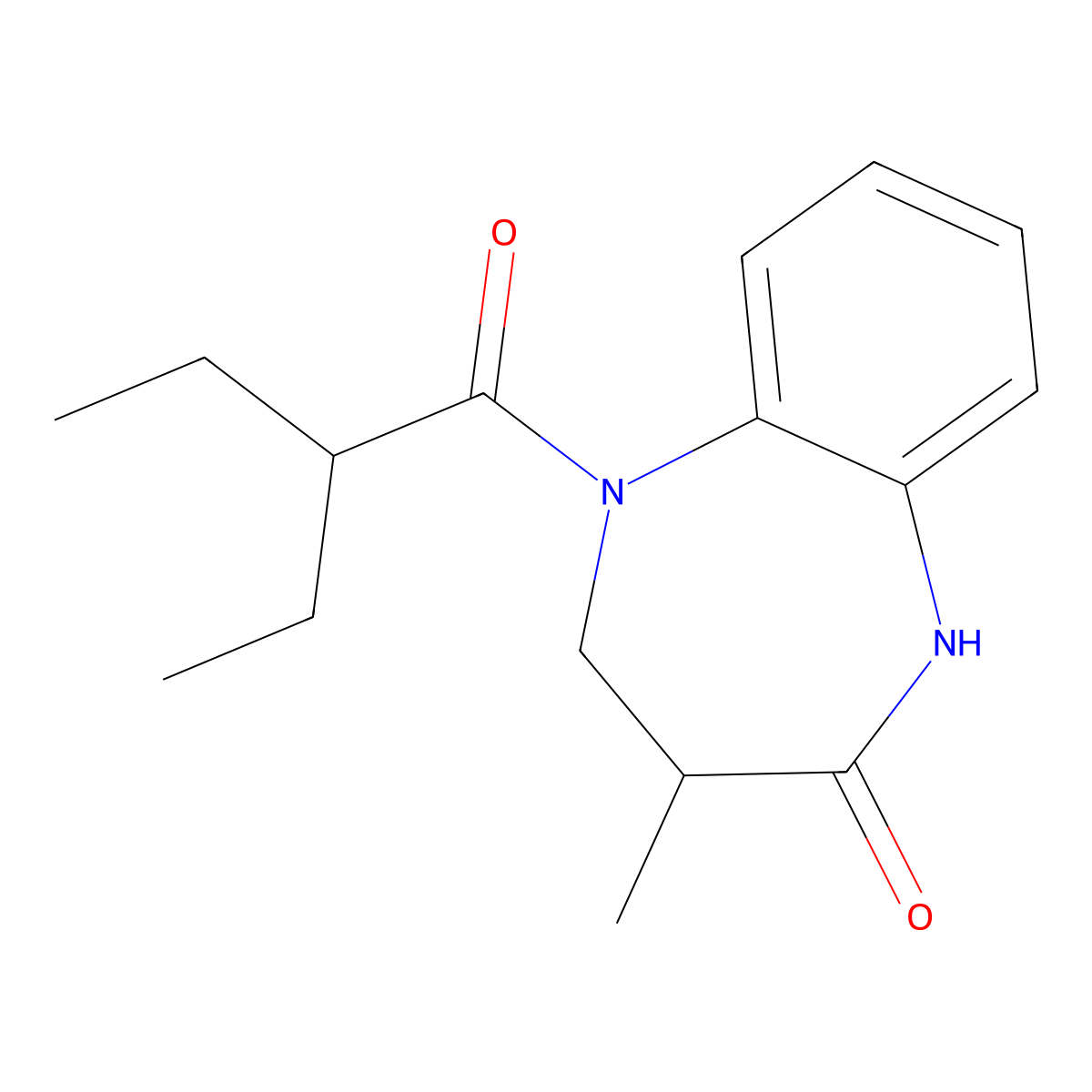 5-(2-ethylbutanoyl)-3-methyl-4,5-dihydro-1H-benzo[b][1,4]diazepin-2(3H)-one molecular structure, CAS 1031649-99-6