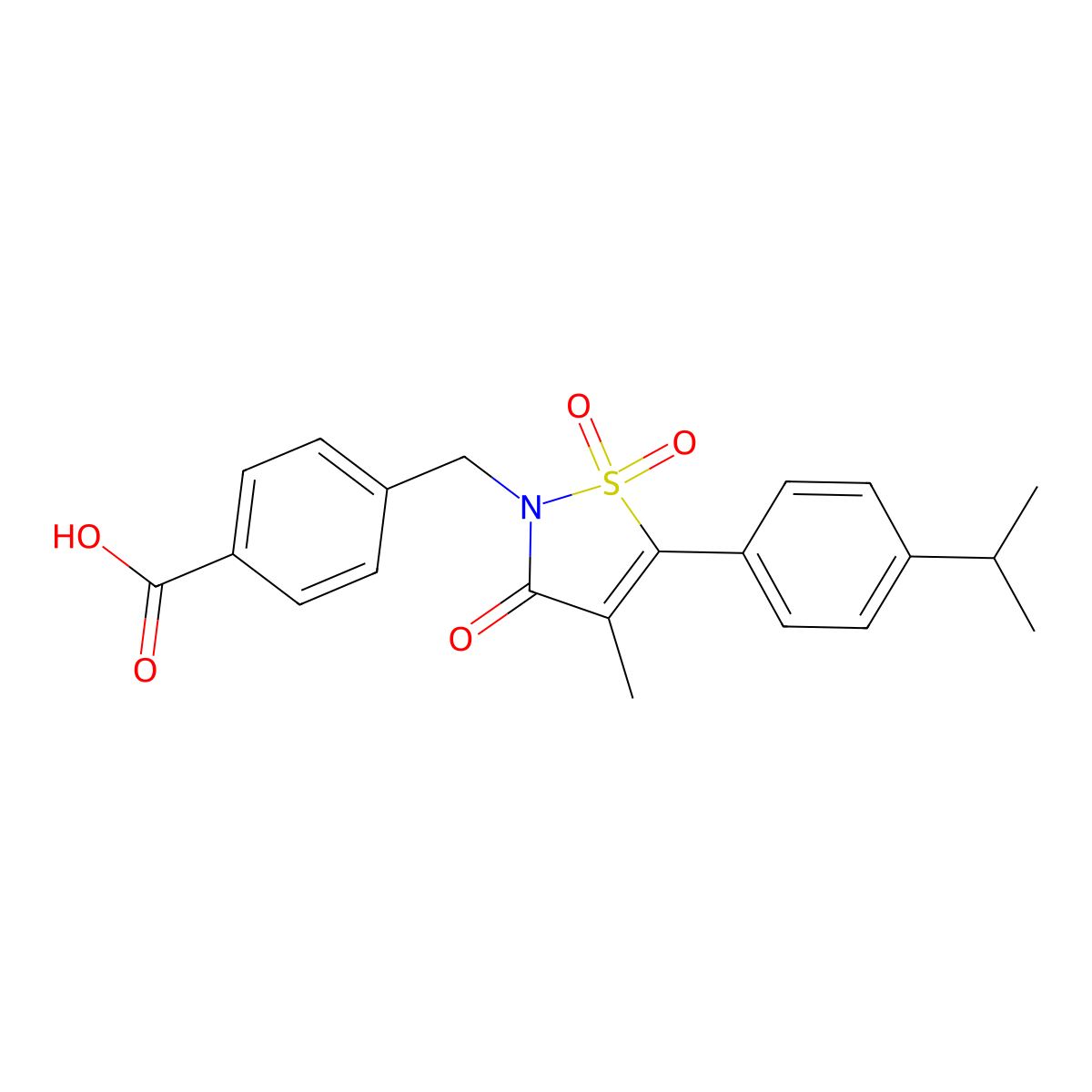 4-{[5-(4-Isopropylphenyl)-4-methyl-1,1-dioxido-3-oxoisothiazol-2(3H)-yl]methyl}benzoic acid molecular structure, CAS 1031650-94-8