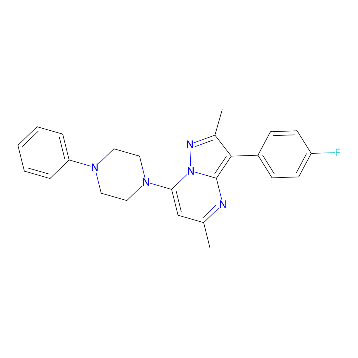 3-(4-Fluorophenyl)-2,5-dimethyl-7-(4-phenylpiperazin-1-yl)pyrazolo[1,5-a]pyrimidine molecular structure, CAS 1031654-02-0
