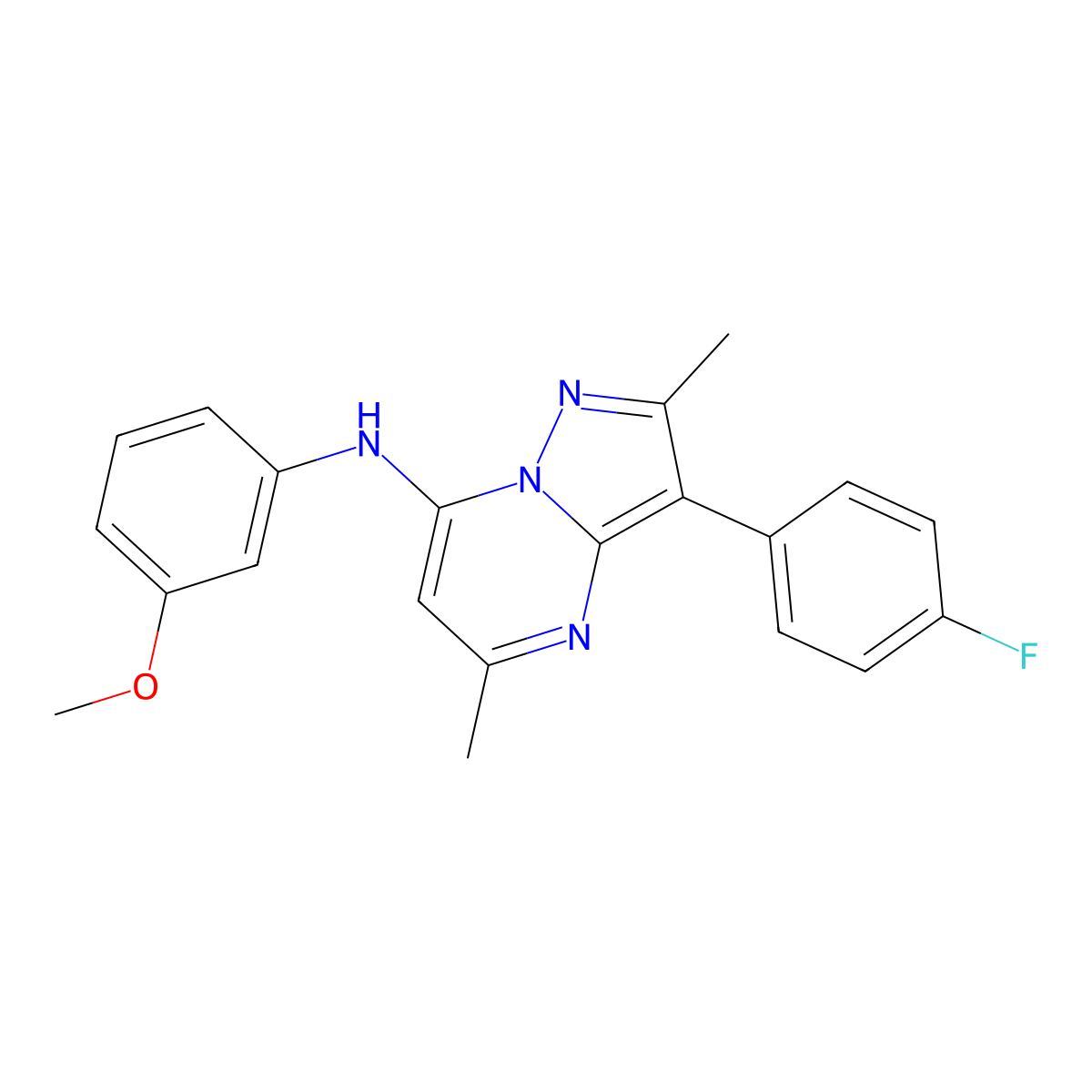 3-(4-fluorophenyl)-N-(3-methoxyphenyl)-2,5-dimethylpyrazolo[1,5-a]pyrimidin-7-amine molecular structure, CAS 1031654-05-3