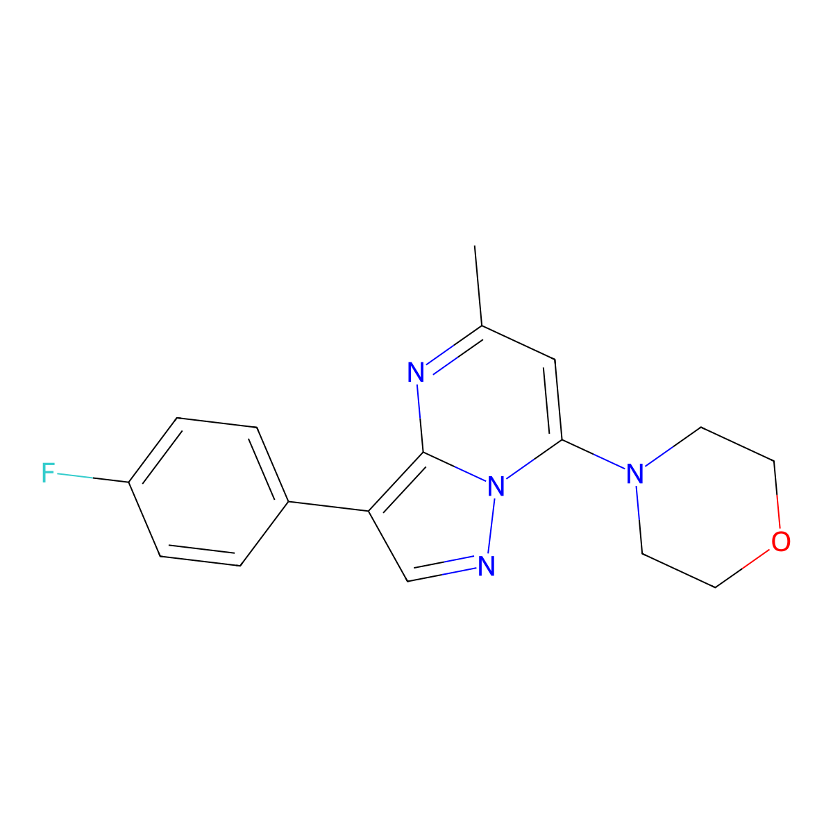 4-[3-(4-Fluorophenyl)-5-methylpyrazolo[1,5-a]pyrimidin-7-yl]morpholine molecular structure, CAS 1031654-11-1