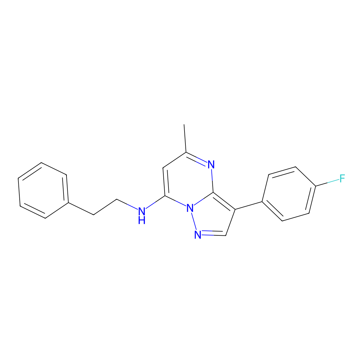 3-(4-fluorophenyl)-5-methyl-N-(2-phenylethyl)pyrazolo[1,5-a]pyrimidin-7-amine molecular structure, CAS 1031654-20-2
