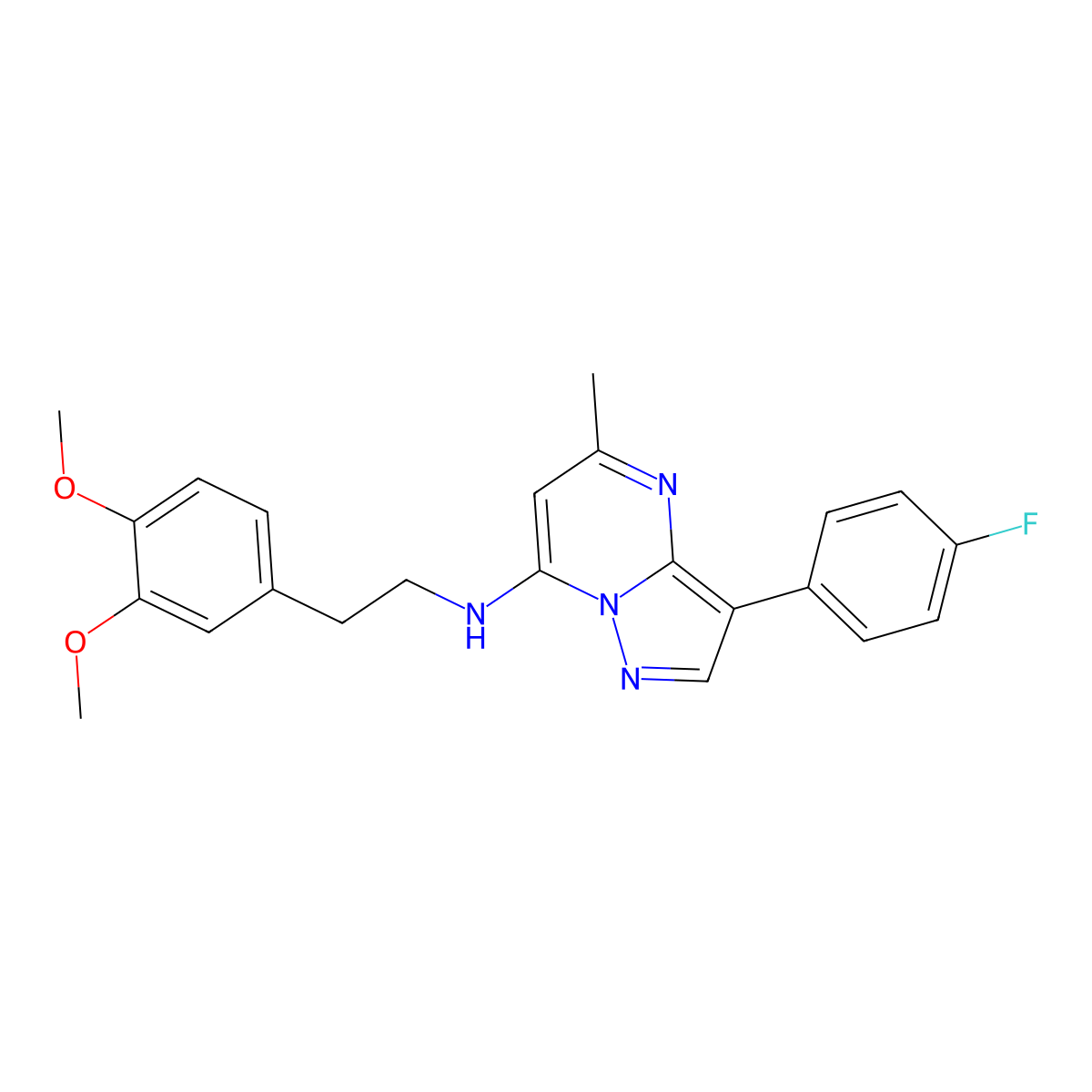 N-[2-(3,4-dimethoxyphenyl)ethyl]-3-(4-fluorophenyl)-5-methylpyrazolo[1,5-a]pyrimidin-7-amine molecular structure, CAS 1031654-26-8