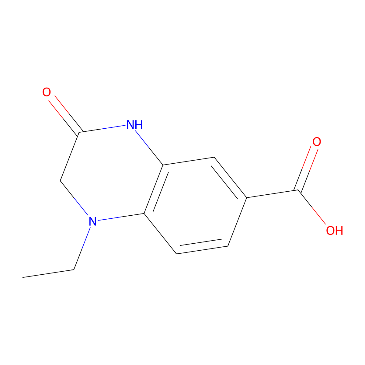 1-Ethyl-3-oxo-1,2,3,4-tetrahydroquinoxaline-6-carboxylic acid molecular structure, CAS 1031655-17-0