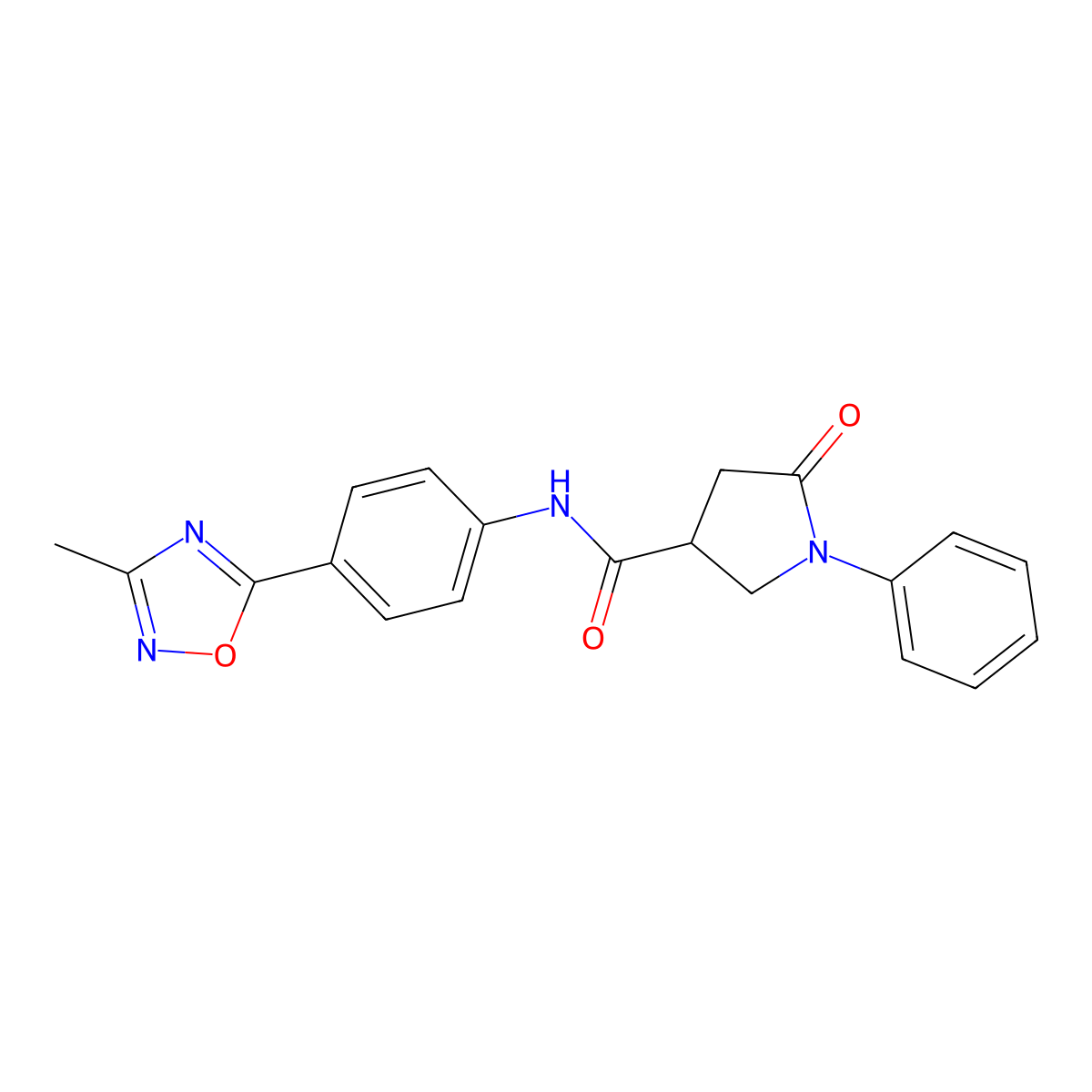 N-[4-(3-methyl-1,2,4-oxadiazol-5-yl)phenyl]-5-oxo-1-phenylpyrrolidine-3-carboxamide molecular structure, CAS 1031660-29-3