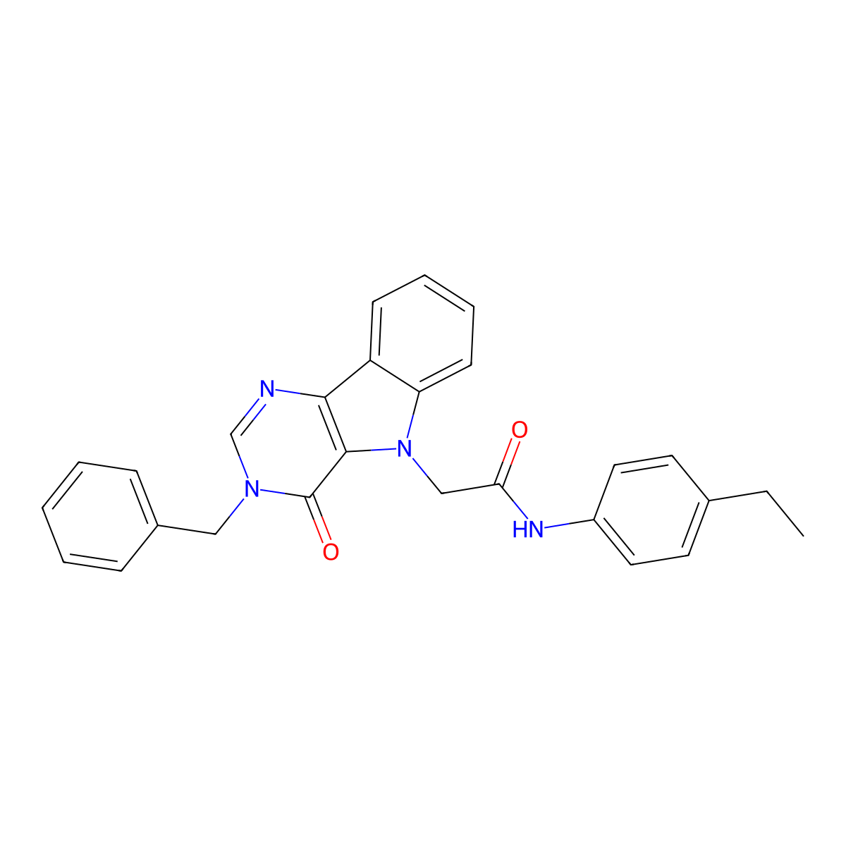 2-(3-benzyl-4-oxo-3H-pyrimido[5,4-b]indol-5(4H)-yl)-N-(4-ethylphenyl)acetamide molecular structure, CAS 1031665-56-1