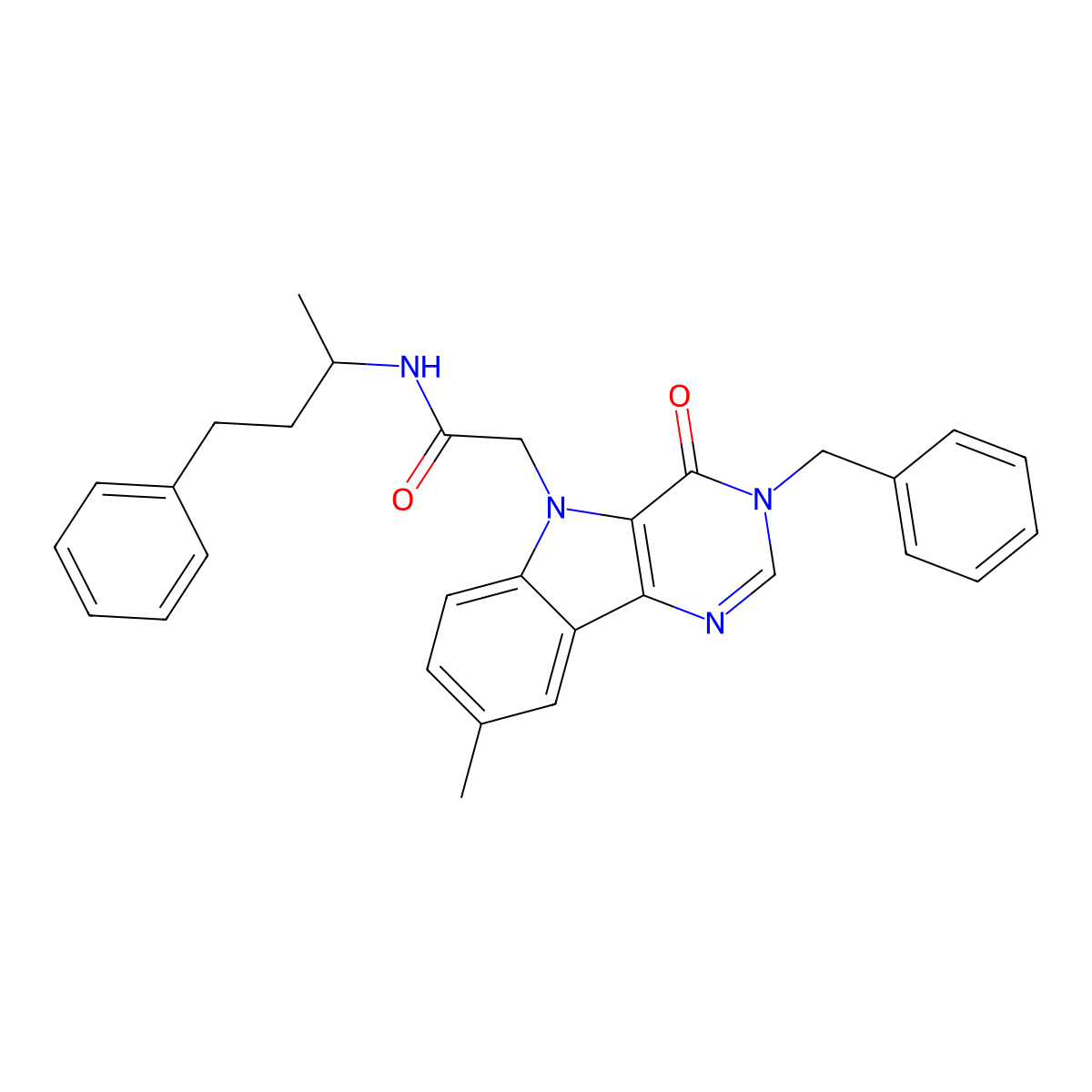 2-{3-benzyl-8-methyl-4-oxo-3H,4H,5H-pyrimido[5,4-b]indol-5-yl}-N-(4-phenylbutan-2-yl)acetamide molecular structure, CAS 1031665-58-3