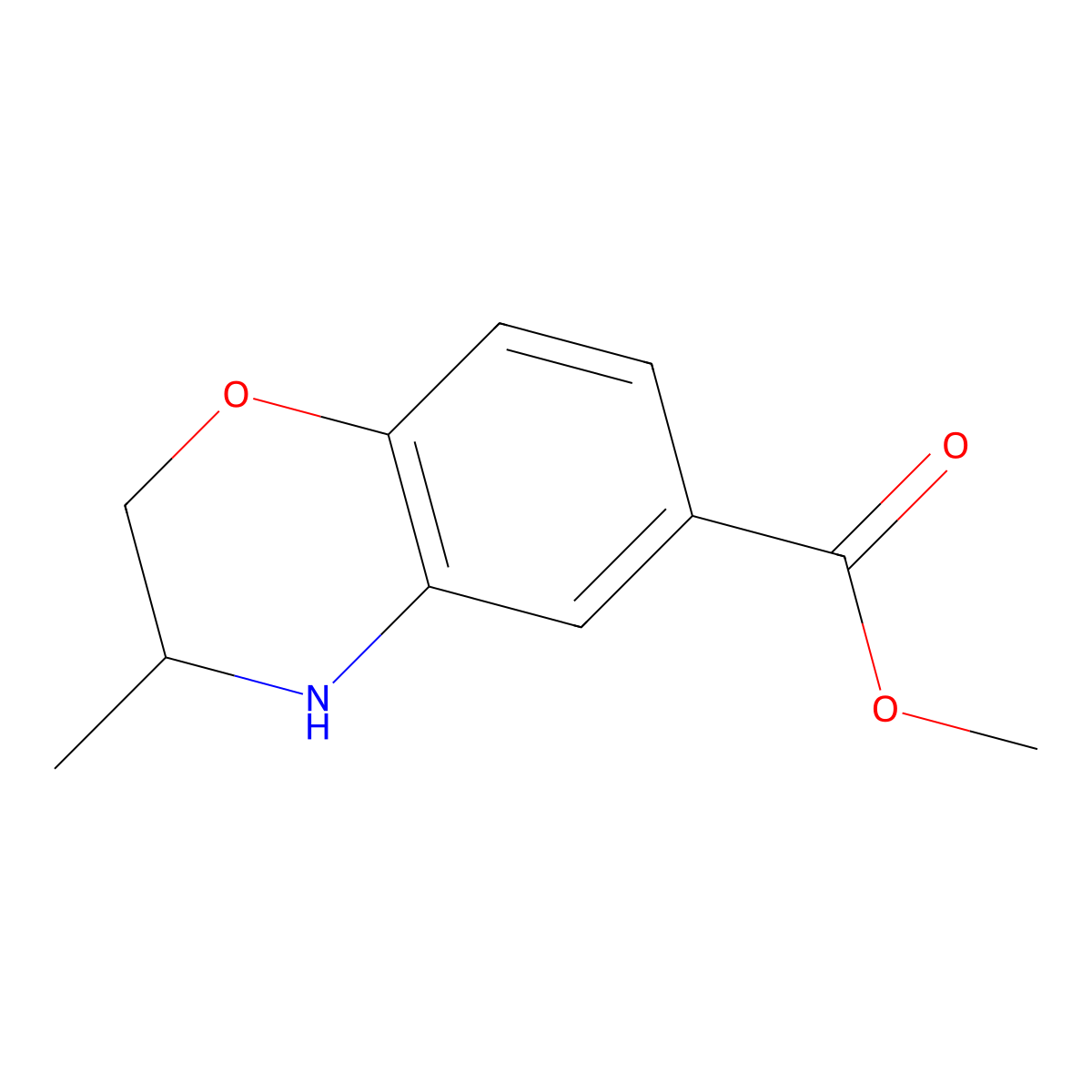 2H-1,4-Benzoxazine-6-carboxylic acid, 3,4-dihydro-3-methyl-, methyl ester molecular structure, CAS 1031667-63-6