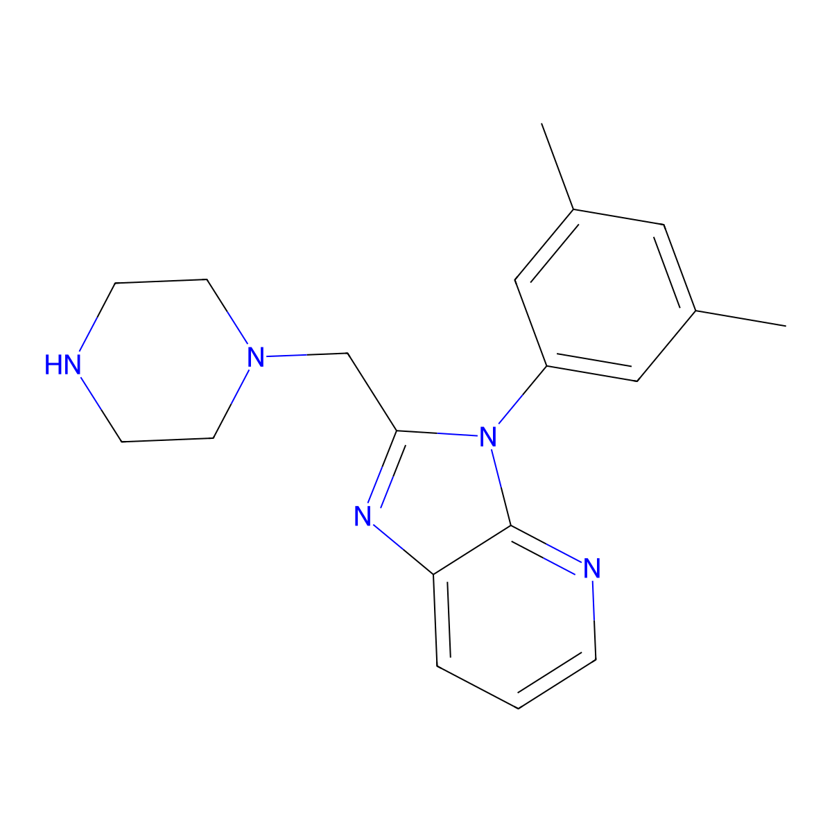 3-(3,5-Dimethylphenyl)-2-(piperazin-1-ylmethyl)-3H-imidazo[4,5-b]pyridine molecular structure, CAS 1031668-11-7