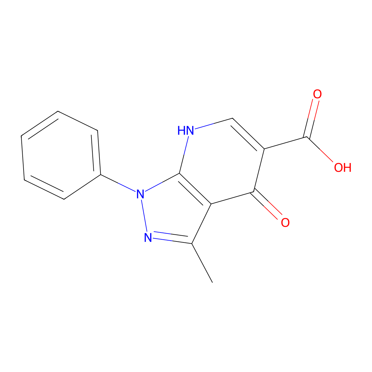3-methyl-4-oxo-1-phenyl-4,7-dihydro-1H-pyrazolo[3,4-b]pyridine-5-carboxylic acid molecular structure, CAS 1031668-77-5