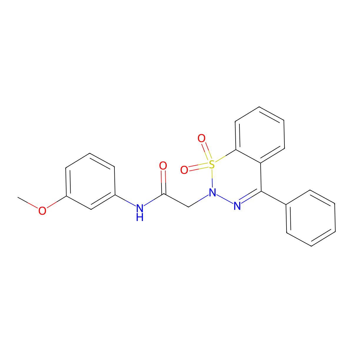 2-(1,1-dioxido-4-phenyl-2H-1,2,3-benzothiadiazin-2-yl)-N-(3-methoxyphenyl)acetamide molecular structure, CAS 1031669-40-5