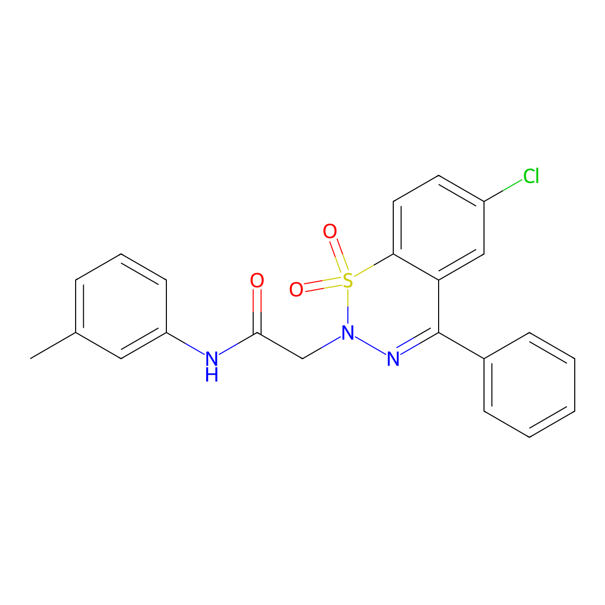 2-(6-chloro-1,1-dioxido-4-phenyl-2H-1,2,3-benzothiadiazin-2-yl)-N-(3-methylphenyl)acetamide molecular structure, CAS 1031669-55-2