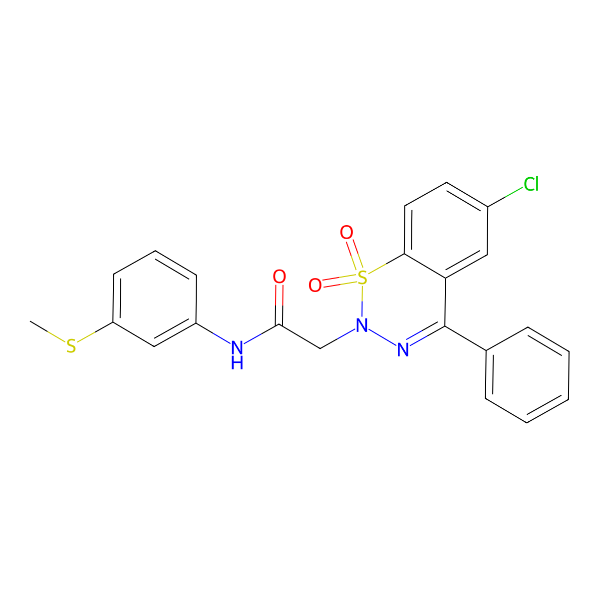 2-(6-chloro-1,1-dioxido-4-phenyl-2H-1,2,3-benzothiadiazin-2-yl)-N-[3-(methylsulfanyl)phenyl]acetamide molecular structure, CAS 1031669-79-0