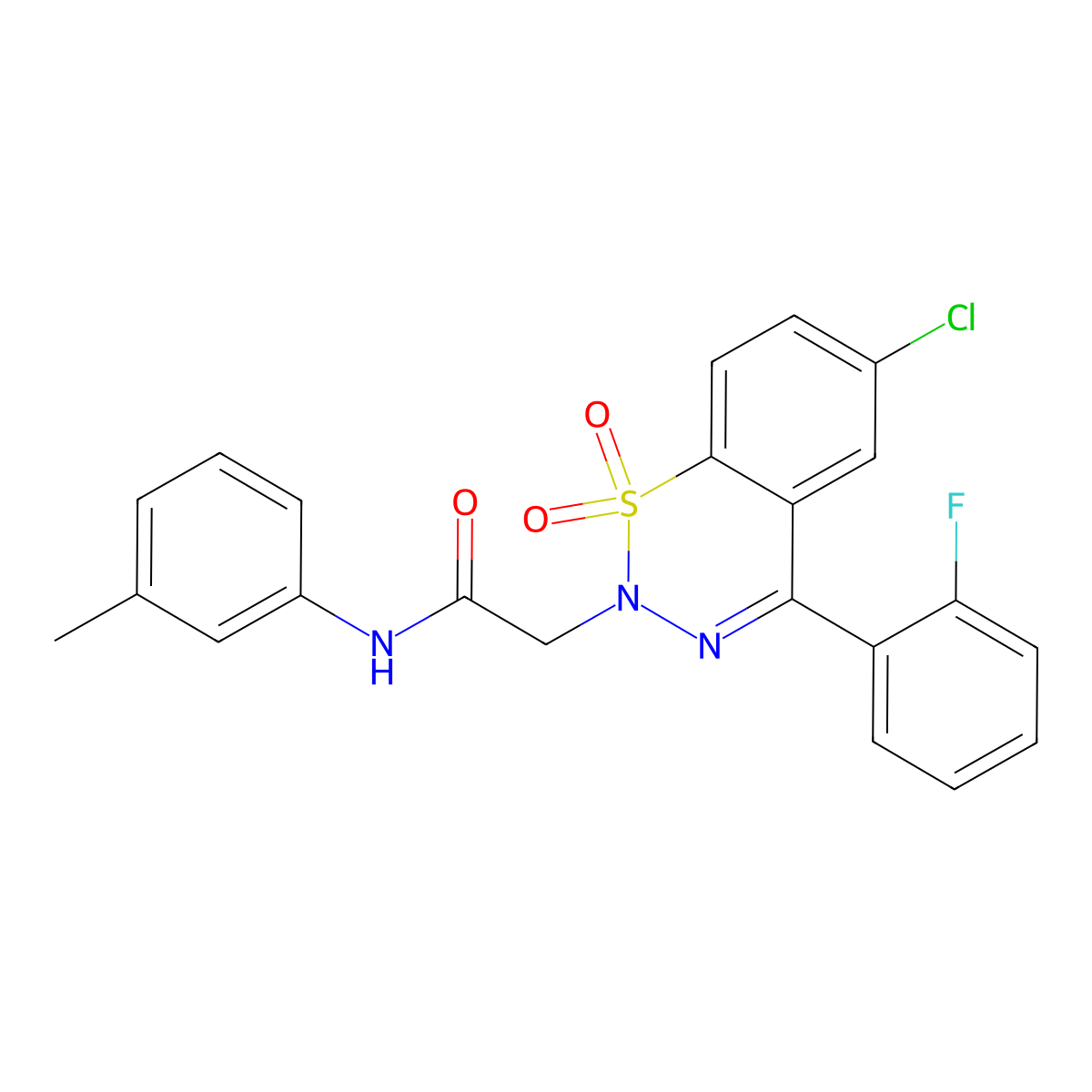 2-(6-chloro-4-(2-fluorophenyl)-1,1-dioxido-2H-benzo[e][1,2,3]thiadiazin-2-yl)-N-(m-tolyl)acetamide molecular structure, CAS 1031669-99-4