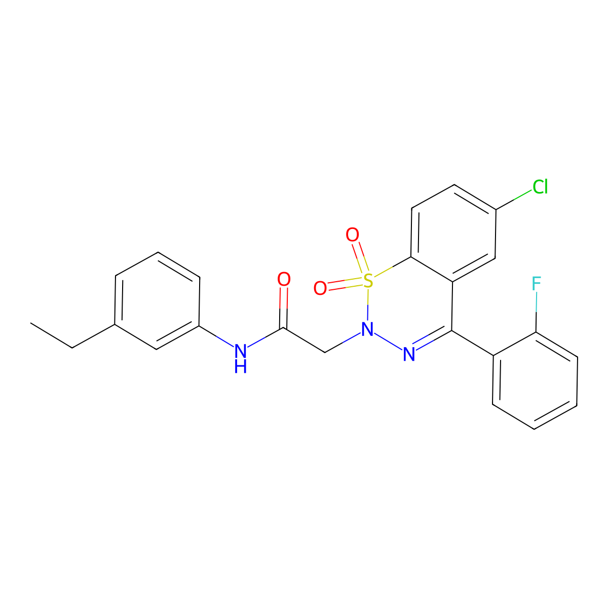 2-(6-chloro-4-(2-fluorophenyl)-1,1-dioxido-2H-benzo[e][1,2,3]thiadiazin-2-yl)-N-(3-ethylphenyl)acetamide molecular structure, CAS 1031670-15-1