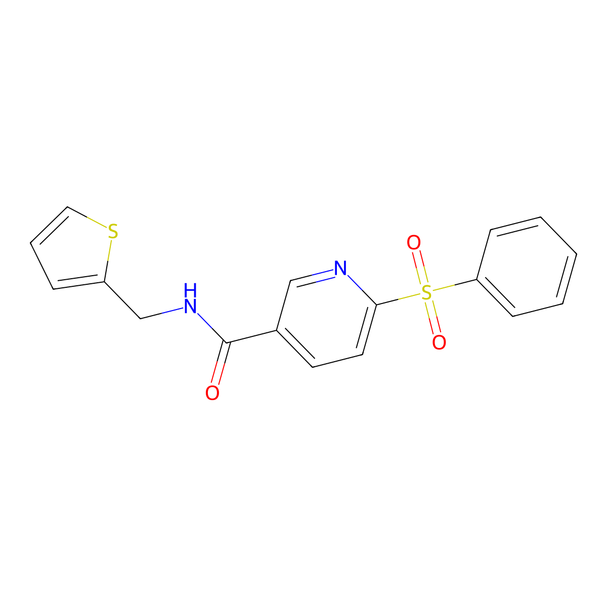 6-(phenylsulfonyl)-N-(2-thienylmethyl)nicotinamide molecular structure, CAS 1031671-56-3