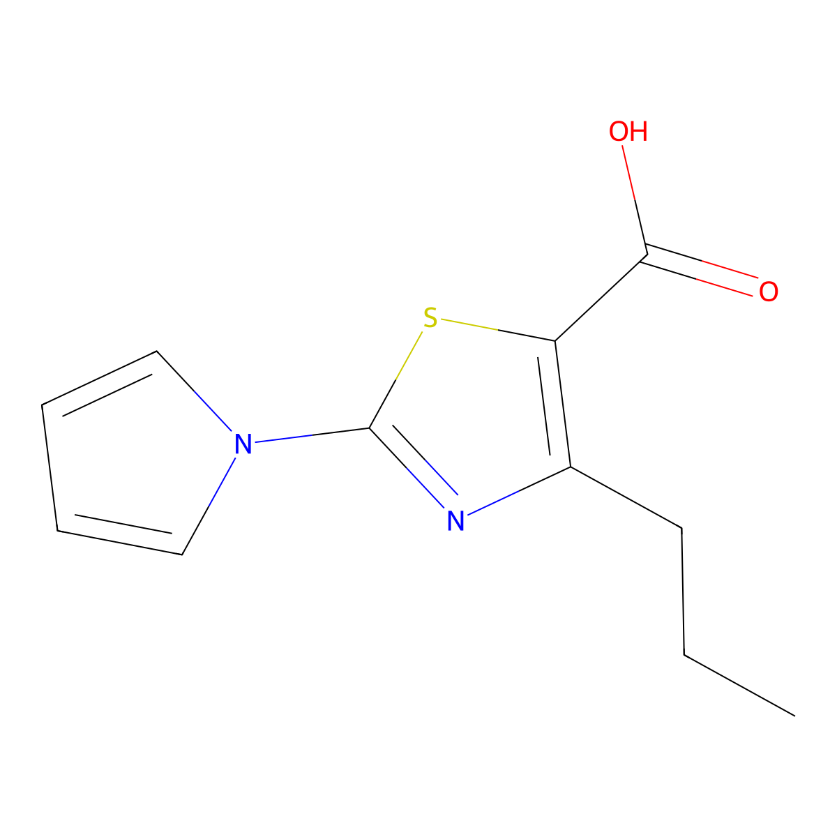4-propyl-2-(1H-pyrrol-1-yl)-1,3-thiazole-5-carboxylic acid molecular structure, CAS 1031672-01-1