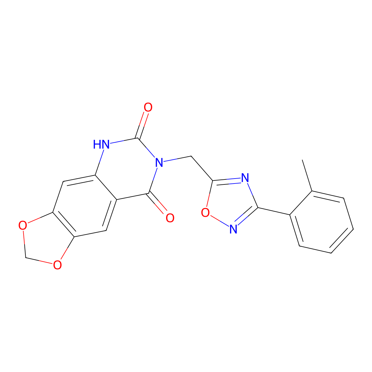 7-{[3-(2-methylphenyl)-1,2,4-oxadiazol-5-yl]methyl}-2H,5H,6H,7H,8H-[1,3]dioxolo[4,5-g]quinazoline-6,8-dione molecular structure, CAS 1031674-77-7